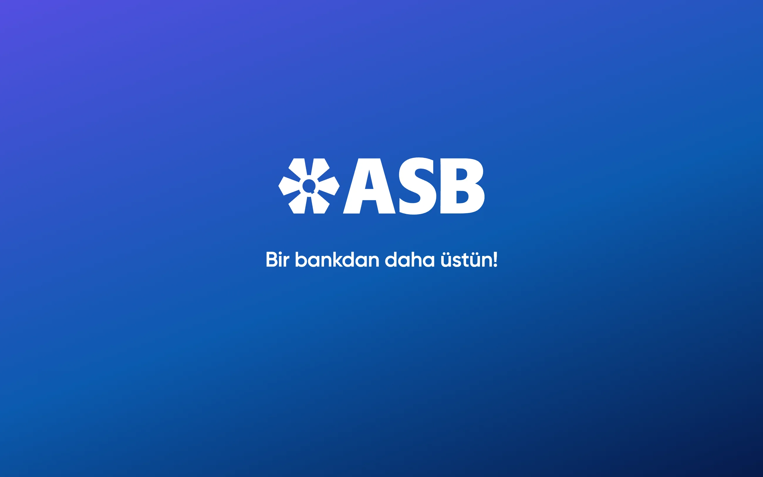 The ASB logo and its slogan, Bir bankdan daha üstün