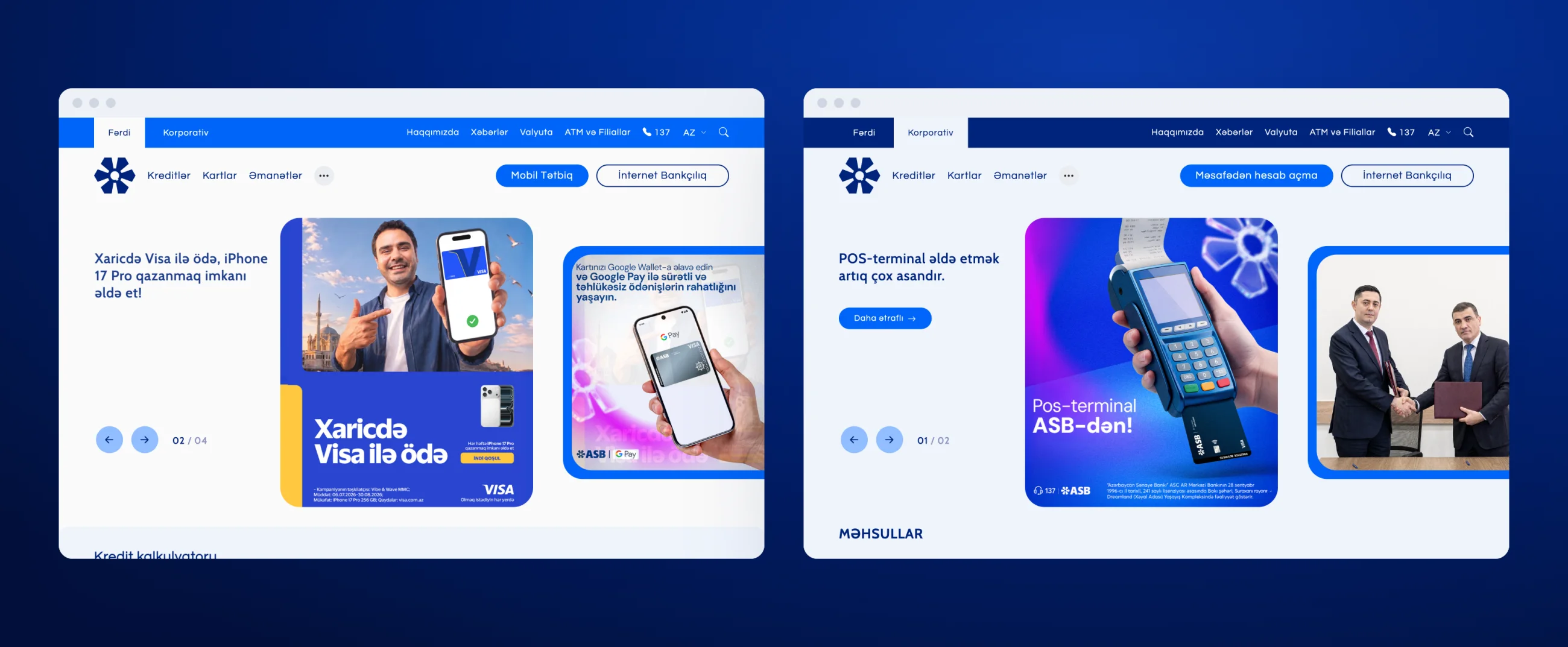 The personal and the corporate home pages side by side