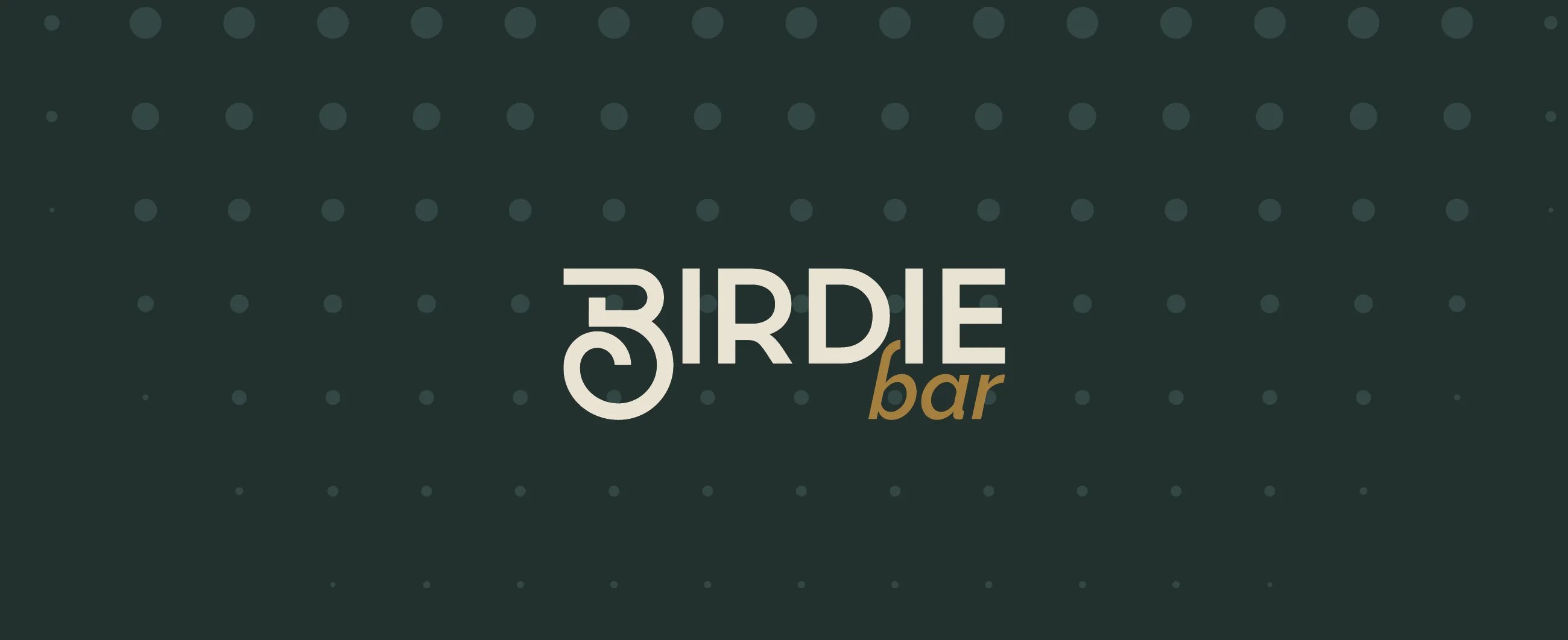 The Birdie Bar logo on Charleston Green with the dot pattern