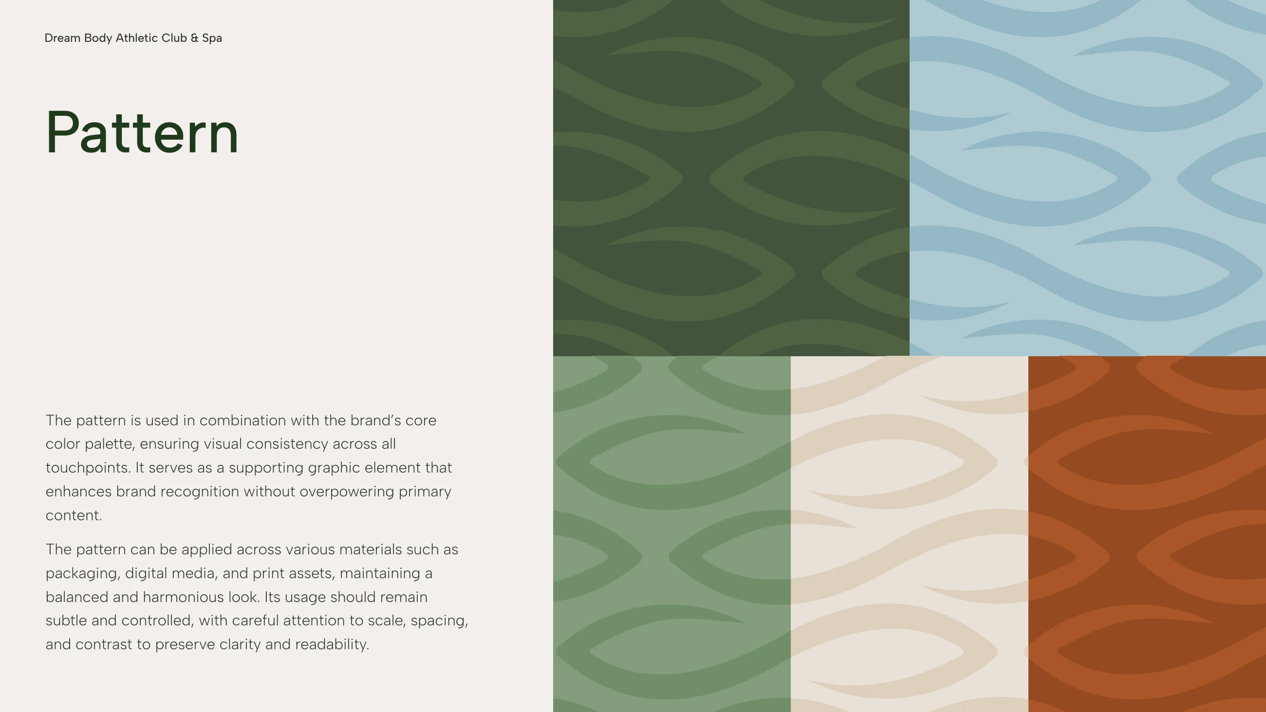 The Dream Body wave pattern in green, blue, cream and brown