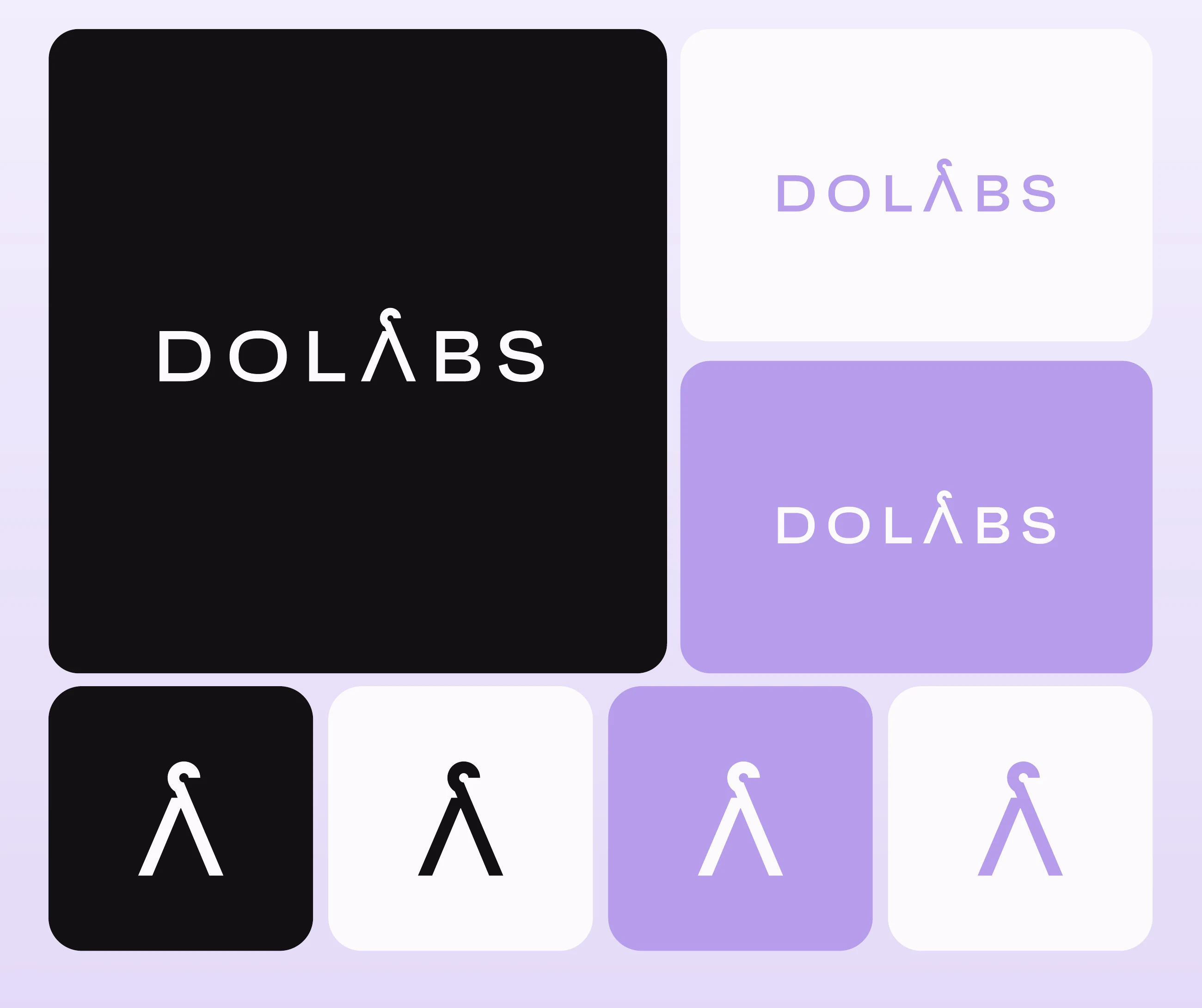 The Dolabs wordmark and the hanger mark in black, white and lilac