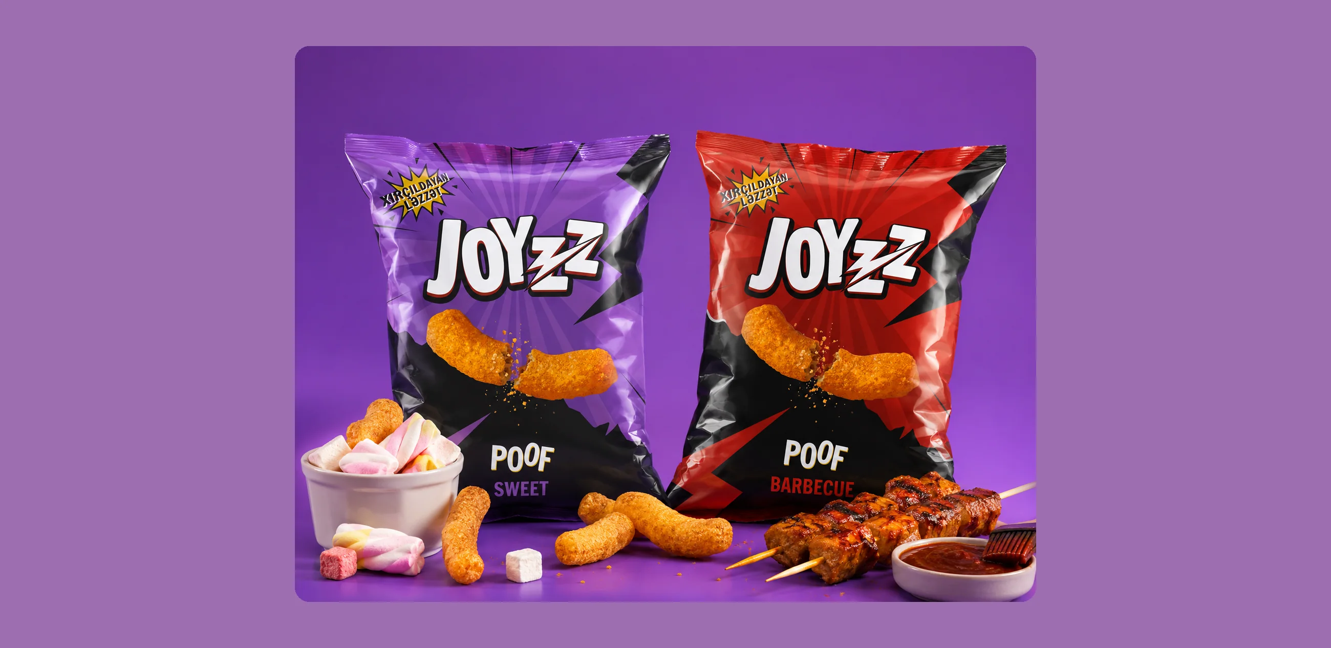 Joyzz Poof packs in Sweet and Barbecue on purple